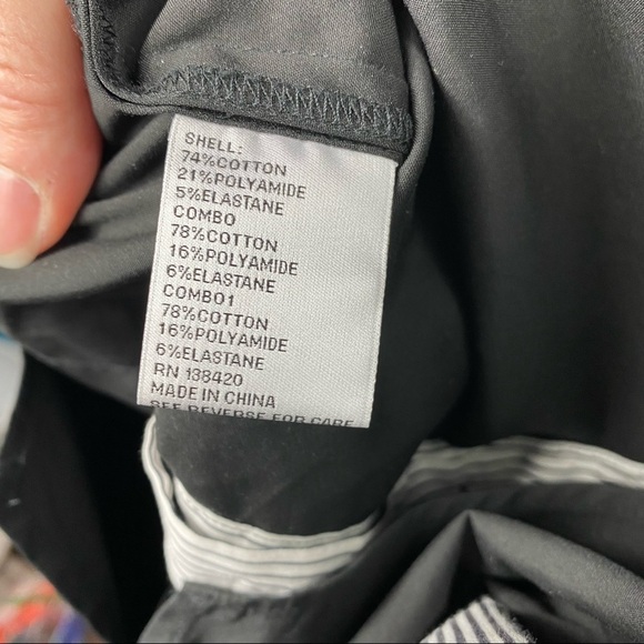 Per Se by Carlisle black white color block button up collared dress shirt career - Picture 9 of 12